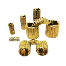 24PCS 24mm Concealed Brass Barrel Hinges for Furniture Cabinet Doors, Durable and Silent Operation