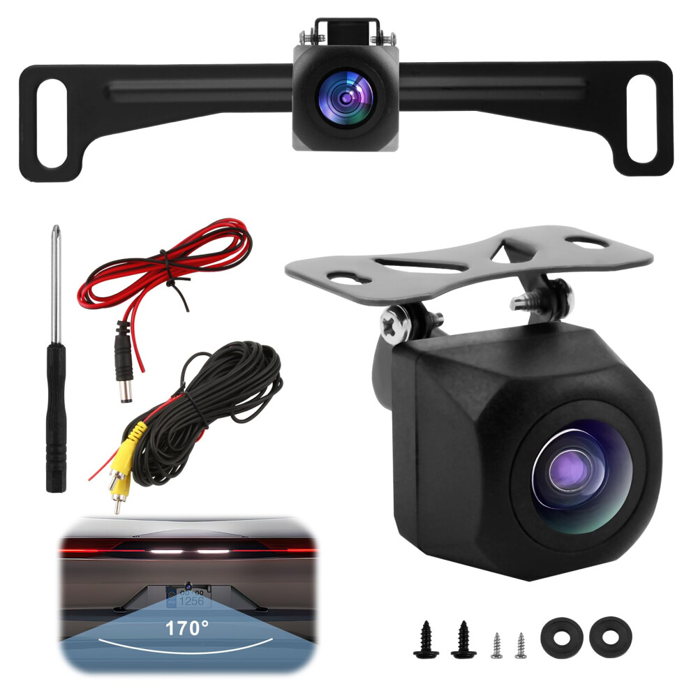 Ahd 720P Rear View Backup Camera, 170 Wide Angle Waterproof License Plate Mount With Night Vision For Car Suv Truck 9073542109198