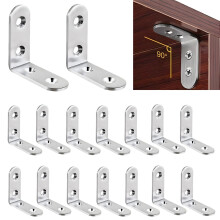 16PCS Stainless Steel Corner Brackets 1.77 x 1.77 Inch Heavy Duty L Shaped Braces for Furniture Shelves
