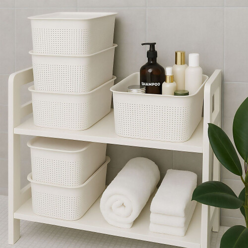 Cutii de depozitare cu capac, stivuibile, ventilate, set de 6 1