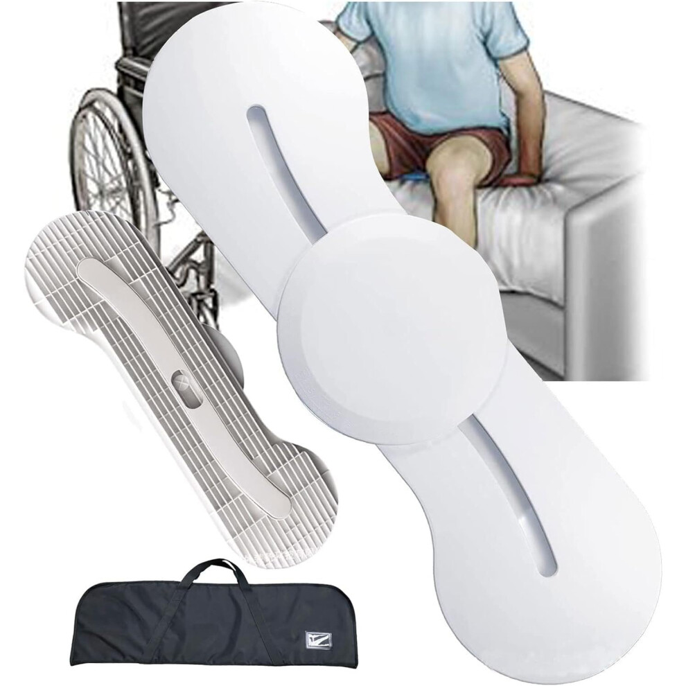 White Wheelchair Transfer Board With 360 Rotating Disk, 400 Lb Nonslip Slide Board For Transfers