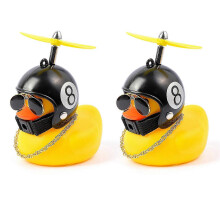 (2PCS) The Duck Light Horn Small Yellow Duck Car Decoration Windbreaker Duckling with Helmet
