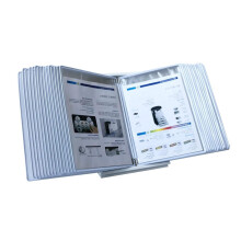Document Display Rack with 30 Page A4 Letter Organizer, Wall or Desk Mount, Durable Metal Frame, White