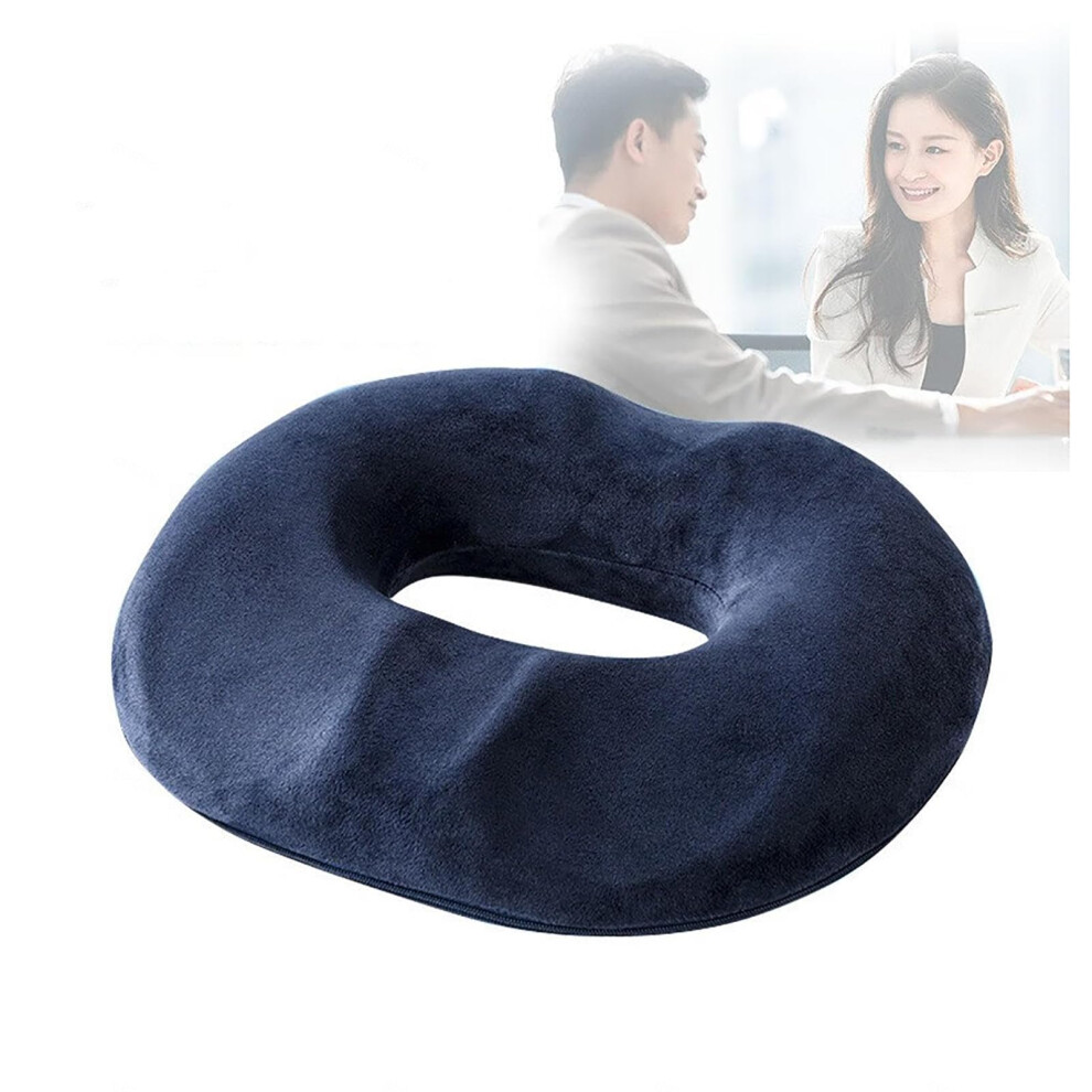 Donut Pillow for Hemorrhoids, Memory Foam Cushion for Tailbone Pain Relief, UShape with Washable Cover, Dark Blue