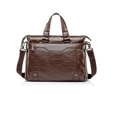 Men Leather Briefcase Large Capacity Cowhide Business Laptop Bag with Organized Pockets and Soft Handle