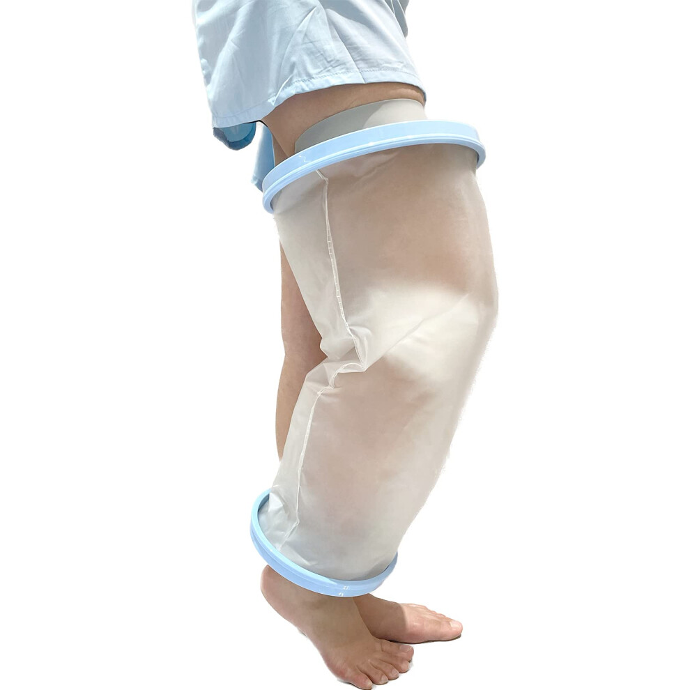 Waterproof Knee Cast Cover for Shower After Surgery, Adult Knee Protector with Comfortable Rubber Seal, Large