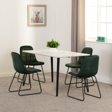 Marlow & Lukas Dining Set X4 Chairs Green Velvet