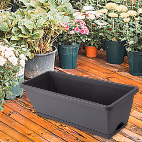 Black Rectangular Window Box Planter for Vegetables and Flowers, Outdoor Garden Container, Versatile Design 2