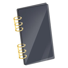 A6 Binder Black Acrylic Notebook Cover with Gold Metal Rings for Office and Travel
