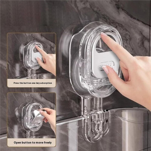 Suction Storage Box, No-Drill Bathroom Suction Storage Box - Large Capacity for Bathroom, Kitchen (Gray) C 2