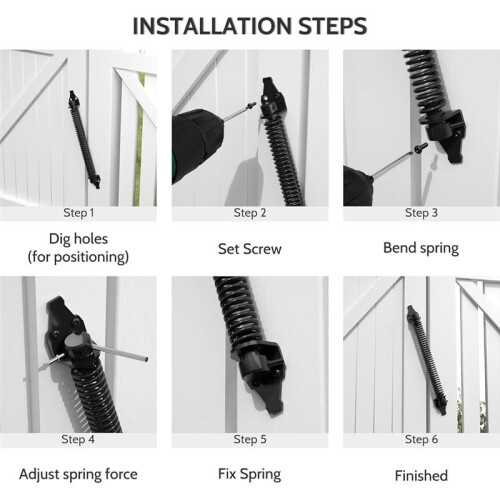 2pcs 14inch Heavy Duty Gate Spring Self Closing Door Spring for Outdoor, Adjustable Automatic Gate Close 2