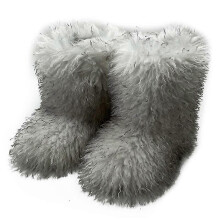(SIZE 41, COLOR 2) Faux Fur Boots for Women Fuzzy Fluffy Furry Round Toe Suede Winter Boots Flat Shoes