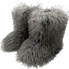 (SIZE 42, COLOR 5) Faux Fur Boots for Women Fuzzy Fluffy Furry Round Toe Suede Winter Boots Flat Shoes