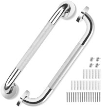 2 Pack 12 Inch Knurled AntiSlip Grab Bars for Elderly, Wall Mounted Shower Safety Bars for Seniors