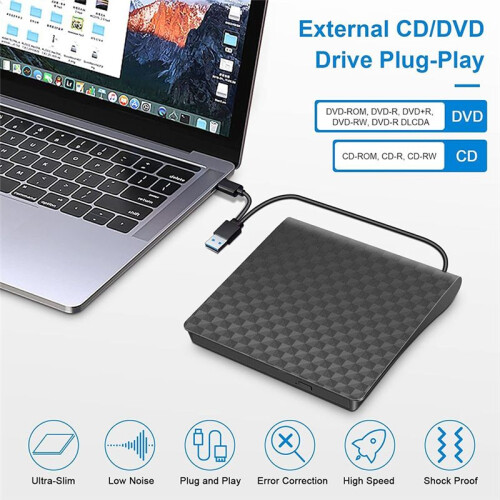 USB 3.0 Type C External CD DVD Player Optical Drive Reader Player Portable DVD CD Drive Burner Reader for Laptop Desktop 2
