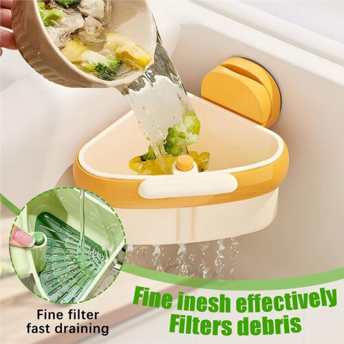 Suction Cup Sink Corner Rack, Corner Sink Strainer, Automatic Dumping Sink Strainer Basket,Corner Sink Trash Catcher,B 2