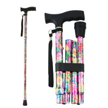 Adjustable Folding Walking Cane for Seniors with Ergonomic THandle Grip, 5Level Height, Lightweight Aluminum Frame