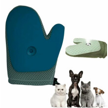 Pet Grooming Glove with Electrostatic Hair Removal Steam Spray Massage Brush for Cats and Dogs Blue