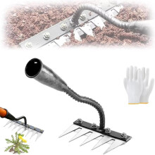 2025 Heavy Duty Garden Weeding Rake 5 Tines Rust‑Resistant Carbon Steel Iron Rake for Gardening