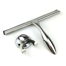 Stainless Steel Shower Squeegee with Suction Cup for Glass Doors, Streak Cleaning, HeatResistant Blade