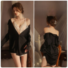 (Black,M)Tenue maison satinée minimaliste avec jupe courte et manches neufwrist pour toutes saisons