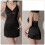 (Black,XL)Abito da notte basic con scollo a V e materiale traspirante per biancheria da notte donna 1