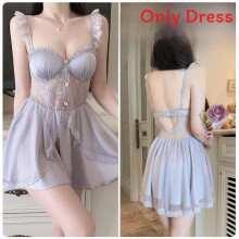 (Purple,XL)Casual Satin Lingerie Set With Stretch Fabric And Sleeveless Style For Home Use