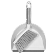 Mini Broom and Dustpan Set with UltraDense Pet Bristles, Ergonomic Handle for Desk Kitchen Office Cleaning (White)