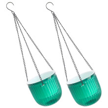 2pcs Self Watering Hanging Planter with Drainage, Durable Double Layer Flower Pot for Indoor Outdoor Balcony