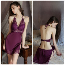 (Purple,XL)Robe de nuit élégante en satin avec style jupe courte et coupe confortable pour chambre à coucher et hÎtel