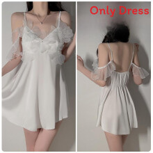 (White,L)Ensemble camisole et jupe courte satinée avec matiÚre élastique pour ado relaxation sommeil et