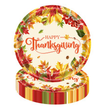 Thanksgiving Paper Plates 9 Inch Maple Leaf Design Fall Party Disposable Dinnerware Set 24 Pack
