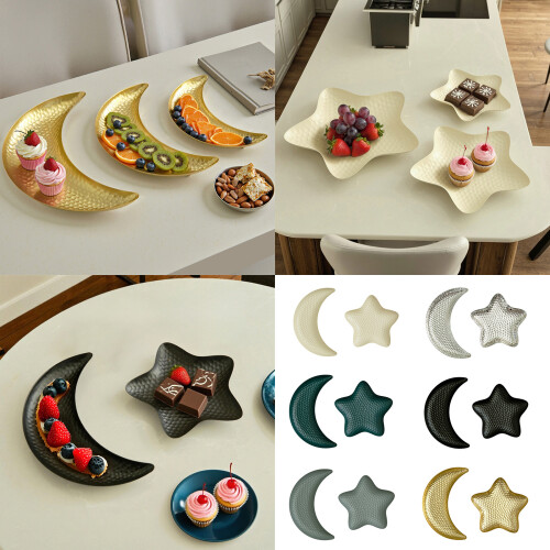 Ramadans Serving Tray Eid Mubarak Moon Star Shape-Black S 2