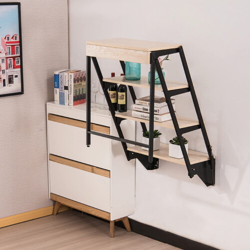 Folding Wall Table Desk, Space Saving Floating Desk for Small Spaces Home Laundry Study Bar (Color D) 1