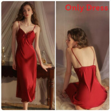 (Maroon,XL)Sleeveless Satin Loungewear Set With V Neck And Stretch Fabric For Relaxing Home At