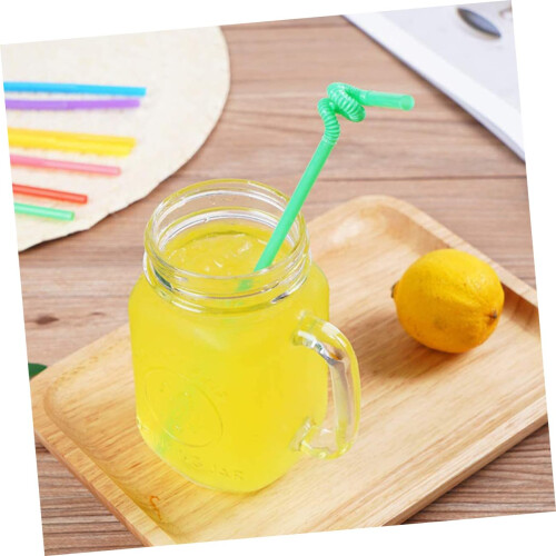 Plastic Drinking Straws 400 Pack NonBendable Decorative Party Straws for Milk Tea and Drinks 1