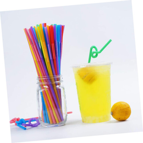 Plastic Drinking Straws 400 Pack NonBendable Decorative Party Straws for Milk Tea and Drinks 2