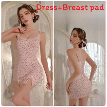 (Pink,L)Ropa de dormir de seda para mujer con cuello en V vestido sin mangas para el hogar ropa de dormir y