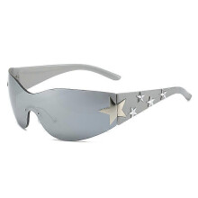 (E) Diamond-encrusted sunglasses, personalized street style five-pointed star fashion glasses, starry hip-hop sunglasses A6
