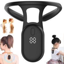 Smart Posture Corrector with RealTime Vibration Alert, Rechargeable Back Trainer for Women Men Kids Black