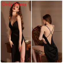 (BlackSleepwear,L)Women Satin Sleep Dress With Vneck Sleeveless Design For Lounge Nightwear And