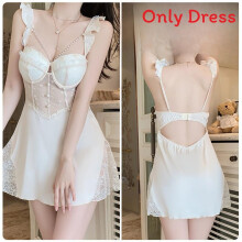 (ChampagneSleepwear,XXXL)Vestido para dormir satinado para mujer con aros de apoyo y tela transpirable para uso en el hogar y el salón