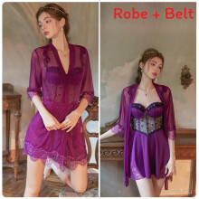(PurpleTangRobe,OneSize)Robe de nuit femme satinée avec armatures de soutien et tissu respirant pour usage maison et salon