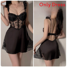 (BlackSleepwear,L)Women Satin Sleep Dress With Supportive Underwire And Breathable Fabric For Home And Use Lounge