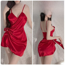 (Burgundy,L)Satin Slip Dress With V Neck Sleeveless Design For Womens Lounge Sleepwear And