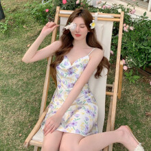 (RomanticPurple,M)Summer Ladies Sleep Dress In Pure Silk Style With Thin Polyester Material And Designs Romantic