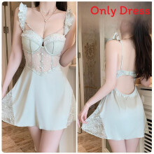 (AppleGreenSleepwear,XL)Robe de nuit femme satinée avec armatures de soutien et tissu respirant pour usage maison et salon