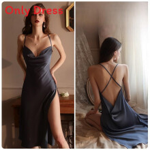 (GraySleepwear,XL)Vestido para dormir de satén para mujer con diseño sin mangas de cuello en V para salón y ropa de dormir