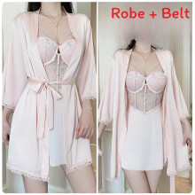 (LightPinkRobe,OneSize)Vestido para dormir satinado para mujer con aros de apoyo y tela transpirable para uso en el hogar y el salón