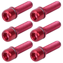 M5x18mm Bicycle Stem Bolt with Spacer Steel Red